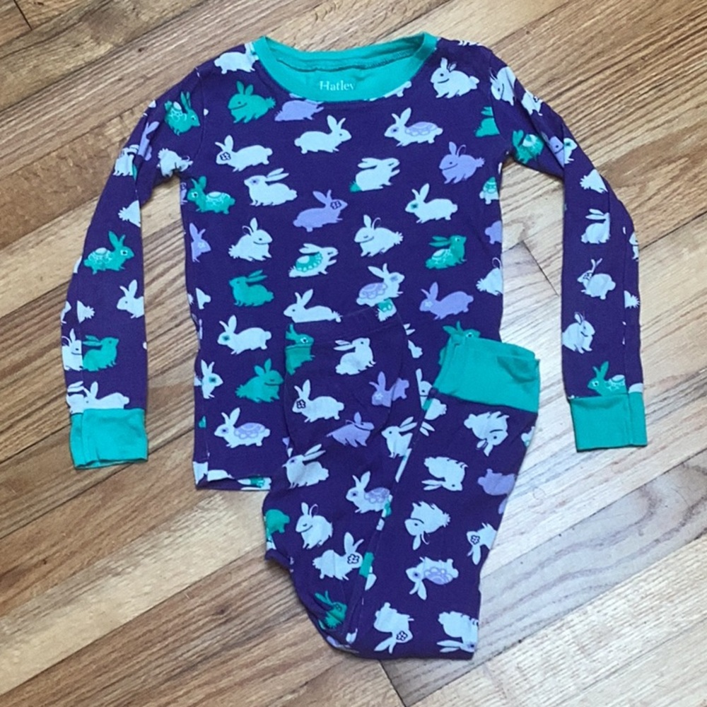 Hatley bunny purple cotton pajamas size 5